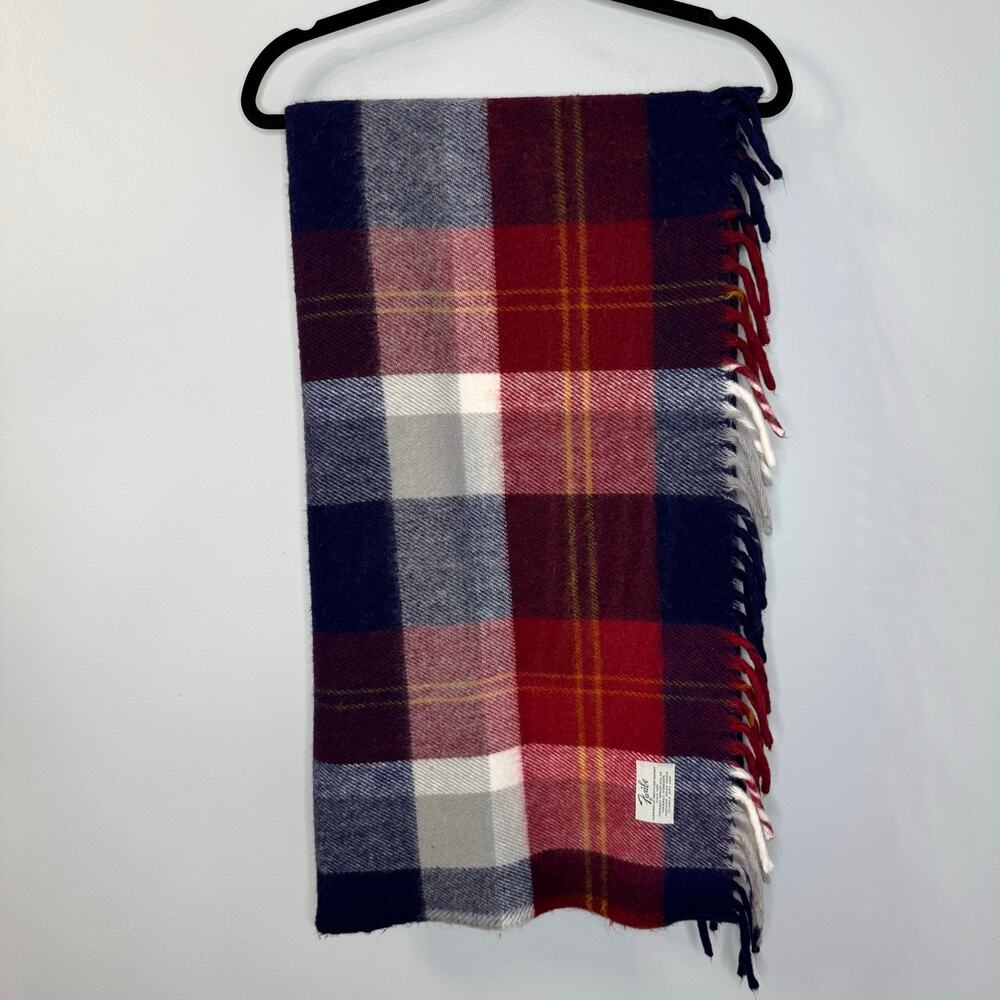 Vintage Faribo Faribault Woolen Mill Company Plaid Red Blue Wool Throw Blanket
